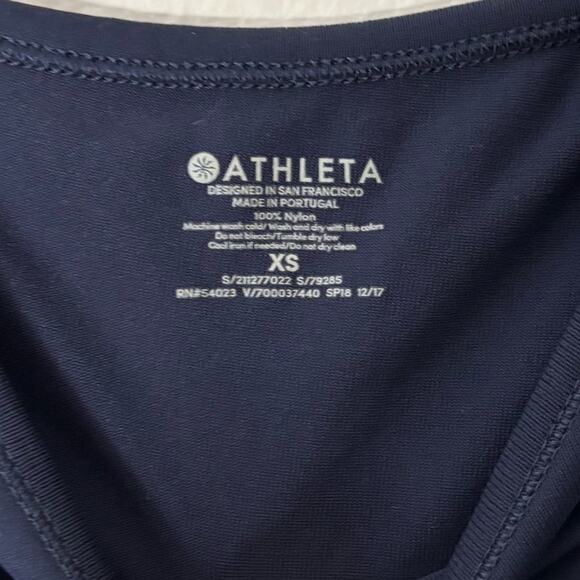 Athleta Foothill Seamless Tank Top Women's size XS Open Back Tie Navy Blue - Picture 4 of 15